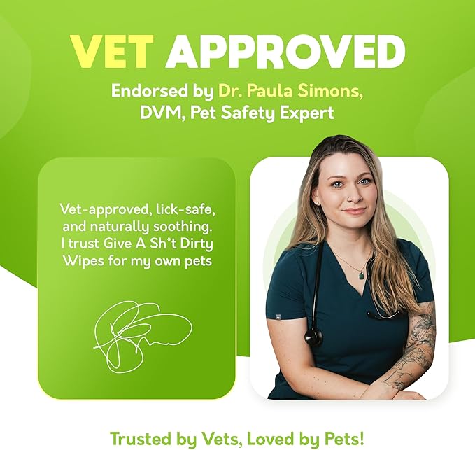 Lick-Safe Pet Wipes for Dogs & Cats - Vet-Approved & Hypoallergenic - Cleans Mud, Odors & Dander - Wipes for Paws, Face & Butt - 10% to Charity - Earth-Friendly & Unscented Cat Cleaning - Pack of 100
