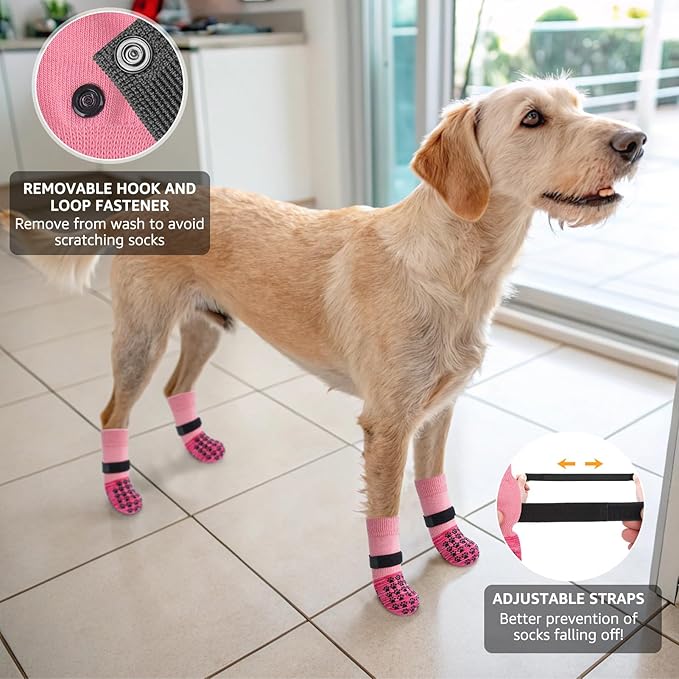 SCENEREAL Dog Socks to Prevent Licking Paws for Hardwood Floors Anti Slip, Dog Grippy Socks Shoes for Senior Small to Large Dogs, Dog Boots & Paw Protectors for Hot/Cold Scratching Pavement