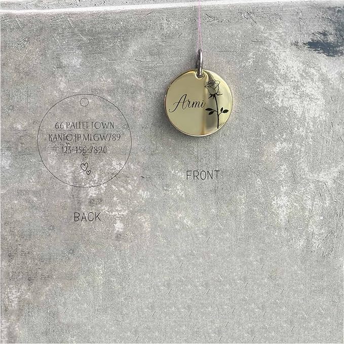 Cats Dogs ID Tags Personalized Engraving Birth Flowers Pattern for Custom Pets Collar Accessories 316L Stainless Steel Small Round Name Plate