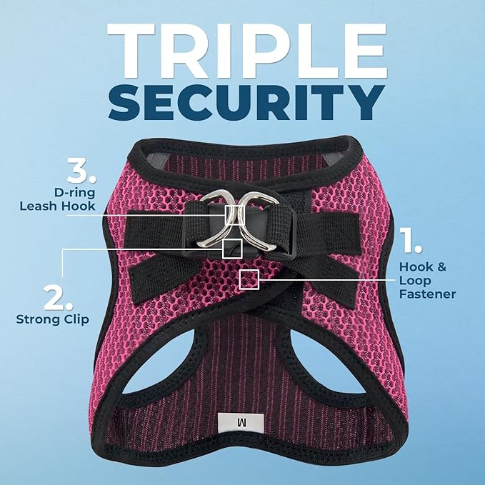 Best Pet Supplies Voyager Step-in Air Harness - All Weather Mesh, Reflective, No Pull Harness for Dogs, Cats - Secure with Hook & Loop Fastener, Buckle, Double D-Rings - Fuchsia 2-Tone, XL