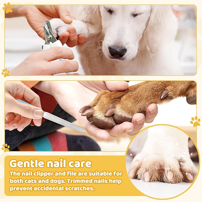 Cat Grooming Wrap & Dog Restraint Bag with Pet Nail Clippers Kit, 32x32in Self Adhesive Cat Wrap for Nail Clipping Multifunctional Care, Anti-Escape Soft Blanket Swaddle Within 22lbs