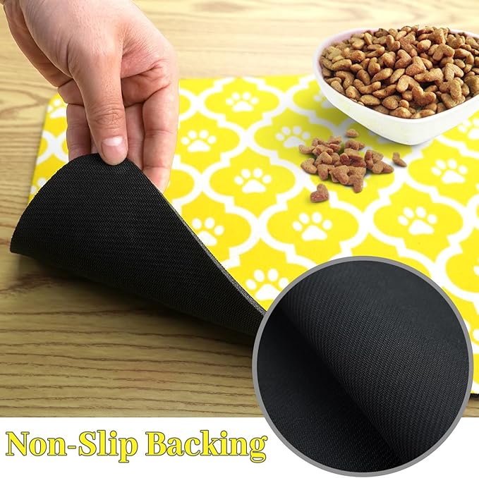 Dog Food Mat 24X32 Inch Pet Feeding Absorbent Mats for Floor Cat Water Bowl Placemats Non-Slip Washable Dog Mat for Food and Water
