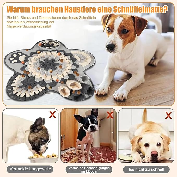 Snuffle Mat for Dogs, Interactive Foraging Fun, 60x60x3cm, Sniffing Rug Dogs, Food Sniffing Feeding Mat, Eco-Friendly, for Home, Office, Apartment, Rainy Days