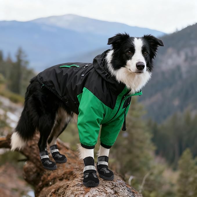 PURRLIA Dog Shoes 2 pck - Non-Slip Waterproof Dog Paw Protector, Soft Comfortable Safe、Easy to Wear, Dog Boots Suitable for Winter Snow and Summer Heat（Black 2#