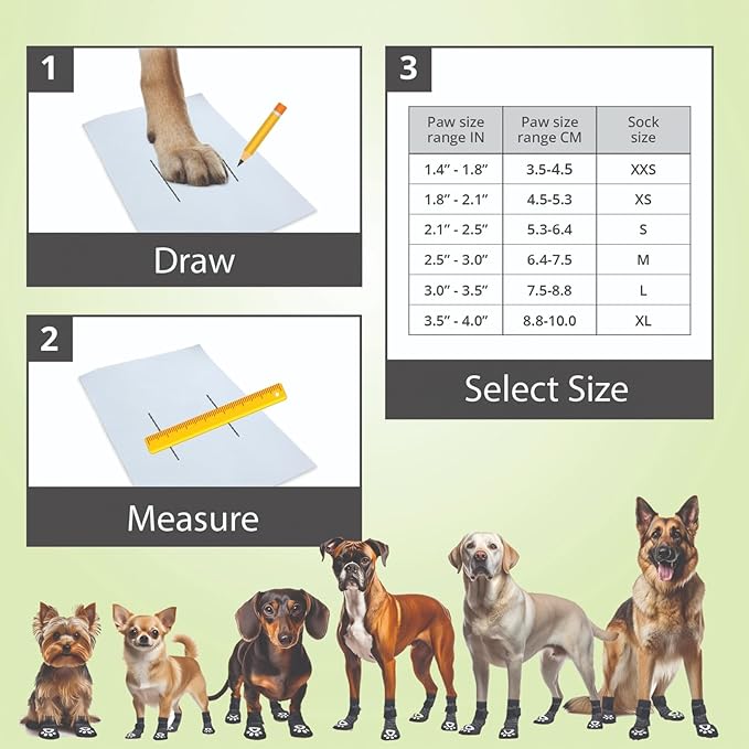 Anti Slip Dog Socks for Hardwood Floors, 6 Pack | Dog Socks to Prevent Licking Paws and Add Traction | Paw Protection for Senior Dogs | Dog Booties Alternative - XS