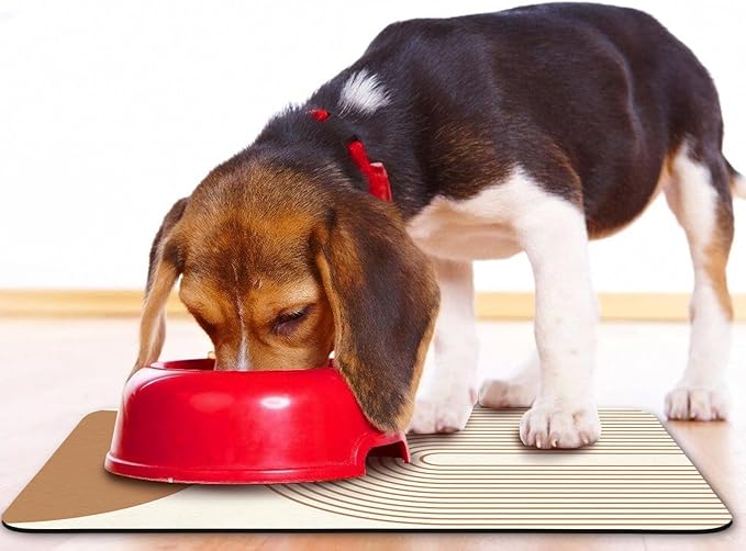 Dog Food Mats for Floors Waterproof, Cat Water Bowl Mats Pet Feeding Absorbent Mat Placemats for Food and Water Beige Bohemia 24 * 32 inch