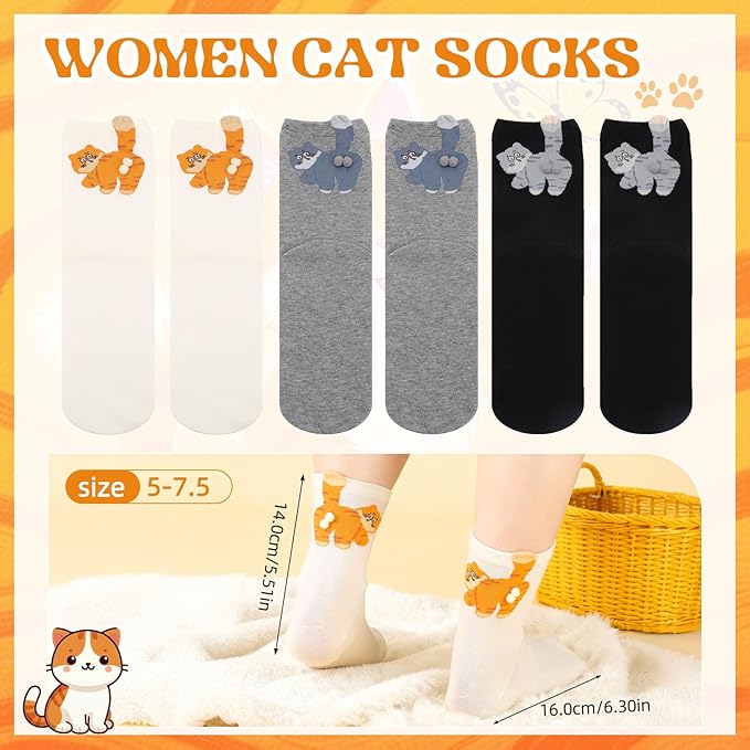 scenicamp Cute Funny Animal Socks for Women 3D Novelty Dog Cat Cotton Crew Socks for Girls Girlfriend Animal Lovers Gifts