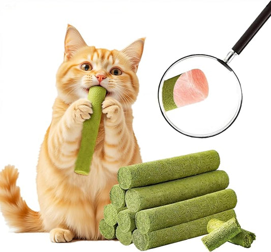 NSWXZDS 250g/8.8oz Cat Grass Teething Stick Cats Toy Chew for Removal Hairball Lickable Kitten Treat Catnip Snack for Indoor Edible Freeze Dried Kitty Food for Dental Care Health Elimate Hairball