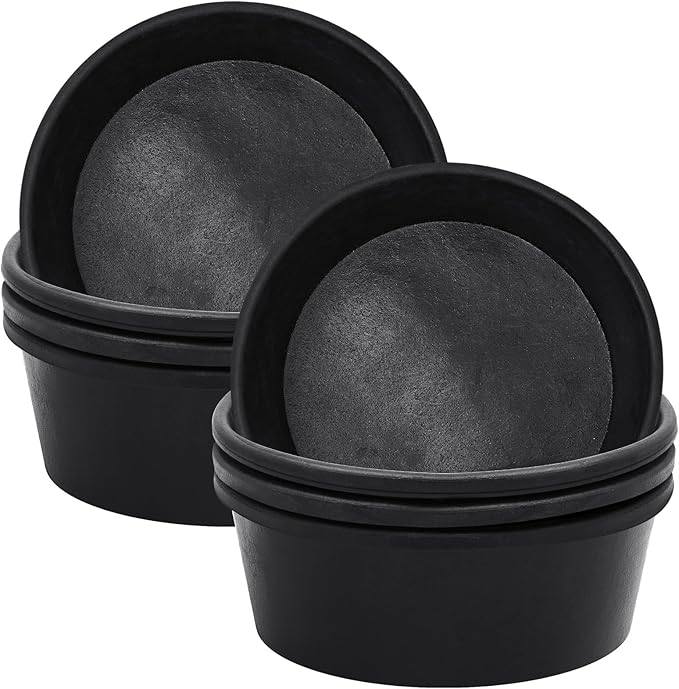 Sadnyy 4 Pcs 1 Gallon/4 Quart Rubber Feeder Pan, Horse Feed Bucket Utility Rubber Bowl 10.6 x 4.1 Inch Horse Feeder Chicken Dust Bath Stackable Livestock Feed Bowl for Pig Goat Chicken Dog Farm Animal