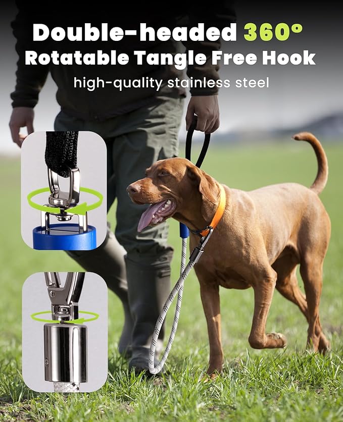Xeuch Light Up Dog Leash, LED Pet Leash for Night Walking,13 Lighting Modes, Rechargeable Dog Lights, Glow in The Dark Walking Leashes with Tangle-Free Hook for Medium Large Dogs (Leash-5Ft)