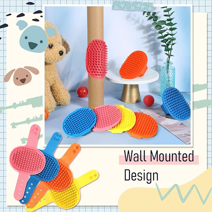 Maxdot 8 Pcs Cat Self Groomer Brush Adjustable Rubber Cat Combs for Indoor Corner Kitten Face Scratcher Massager Bathing Brush (Blue, Yellow, Pink, Orange)