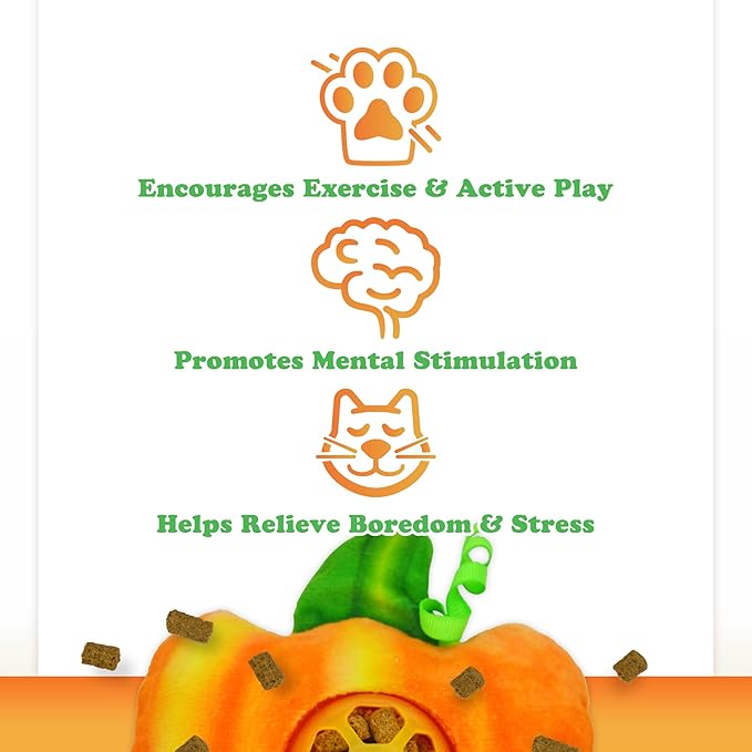 Meowijuana Knock N' Nibble Pumpkin | Refillable Treat Dispensing Cat Toy | Promotes Play and Cat Health | Interactive Puzzle Toy for Felines