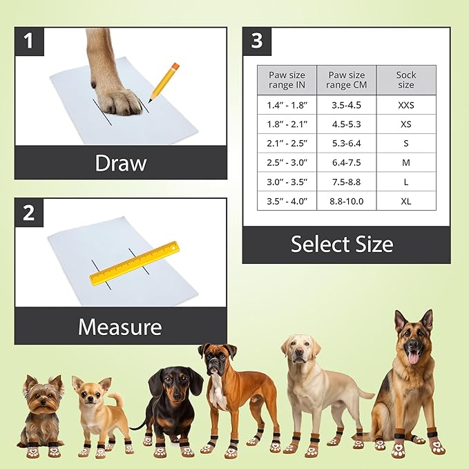 Anti Slip Dog Socks for Hardwood Floors, 6 Pack | Dog Socks to Prevent Licking Paws and Add Traction | Paw Protection for Senior Dogs | Dog Booties Alternative - XS