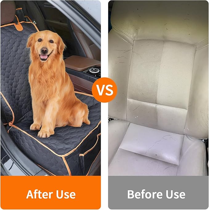 2 Packs Front Seat Car Cover, Waterproof Dog Car Seat Cover, Non-slip & Scratch-Proof, Pet Car Seat Protector with Side Flaps and Storage Pocket, Car Seat Cover for Most Cars, Trucks and SUVs