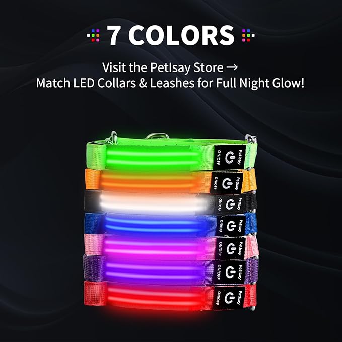 PetIsay Night Walking LED Dog Leash - 6FT Reflective & Waterproof Light Up Safety Leashes for Dogs - USB Rechargeable, Orange