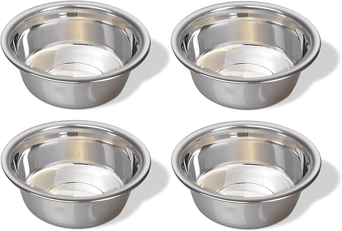Greendale - 4 Pack - 17 Cup Capacity - Stainless Steel Metal Dog Bowls - Perfect for Dog Food and Water. Wrong Size? Click to Look at Our Size Options.