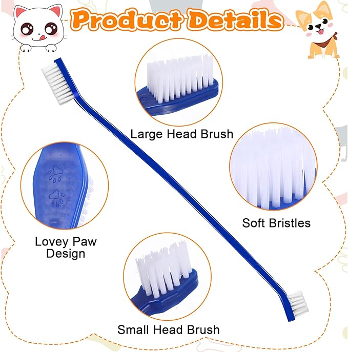 160 count Dog Toothbrush Bulk Dual Headed Dental Brushes Dogs Tooth Brushing Kit Long Handle Pet Tooth Brush for Puppy Large Small Cats and Most Pets Teeth Cleaning Dental Care Supplies, 8 Colors