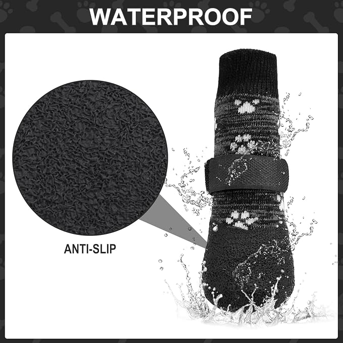 KOOLTAIL Anti Slip Dog Socks for Hot/Cold Pavement to Prevent Licking Paws,Booties for Hardwood Floors,Traction Rain Dog Boots&Paw Protectors Shoes with Grip for Small Medium Large Senior Dogs