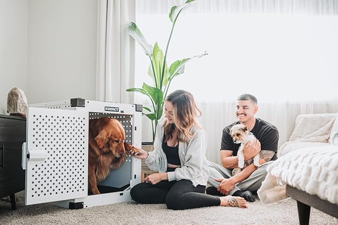 Impact Indestructible High Anxiety Dog Crate for Medium Dogs - Heavy Duty Escape Proof Indoor Dog Kennel with Powder-Coated Aluminum - Ideal for Escape Artists (Black, 30" (30.5" L x 20.5" W x 26" H)
