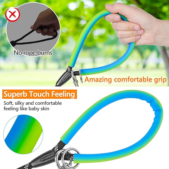 NTR Long Dog Leash, 30FT Check Cord with with 2 Swivel Hooks and Soft Rubber Handle for Pink Leash for Small Medium and Large Dogs Walking Training Hiking Camping Playing-Teal