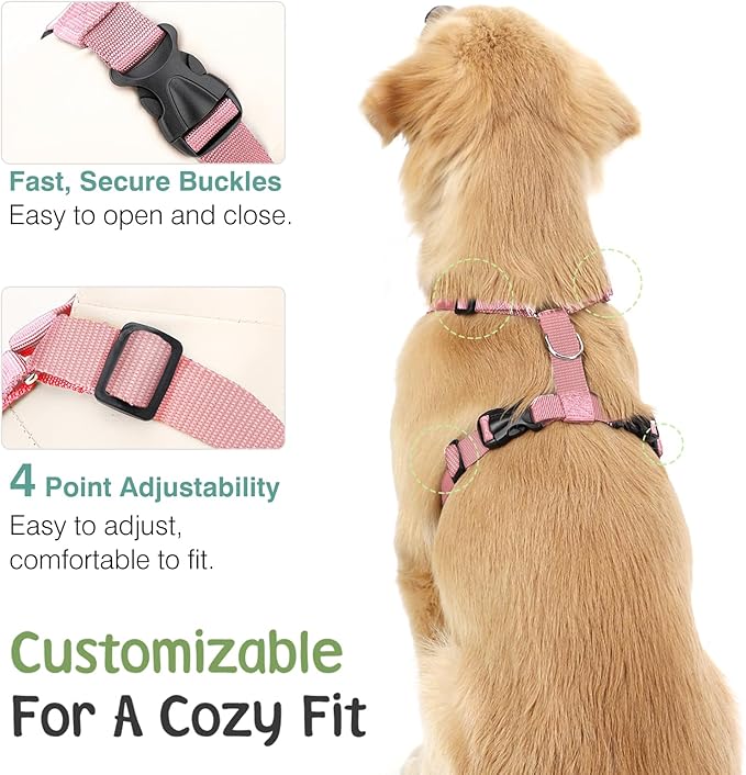 VavoPaw Dog Seat Belt, Safety Vest Dog Car Harness with Adjustable Buckle Dog Seat Belt for Vehicle Nylon Pet Safety Seat Belts Heavy Duty(XL, Pink Daisy)