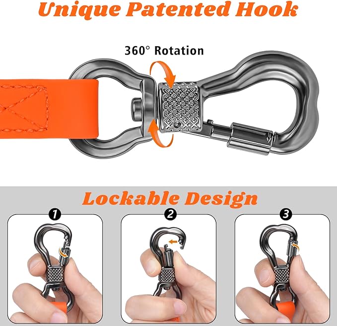XiaZ Waterproof Long Dog Leash, Training Long Line Lead for Large Medium Small Dogs Outside Walking, Playing, Camping, or Yard (15FT, Orange)