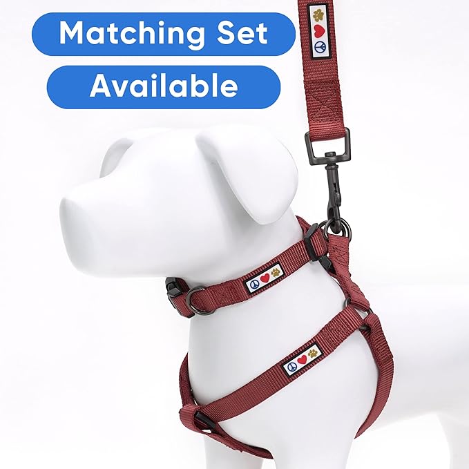 Pawtitas Solid Step-in Dog Harness – Adjustable No-Pull Vest for Puppies to Seniors, Safe & Comfortable M Marsala