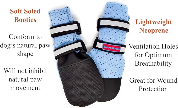 Bark Brite Lightweight Neoprene Paw Protector Dog Boots Designed for Comfort and Breathability in 5 Sizes (Blue XXL)