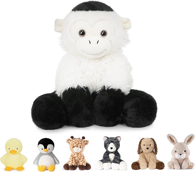 Niuniu Daddy 14" | 3.5 Pound Monkey Weighted Stuffed Animal for Kids Adults, Heavy Capuchin Monkey Pillowfort Plush Toys, Weighted Beads for Stuffed Animals Body Pillow for Birthday Holiday Christmas