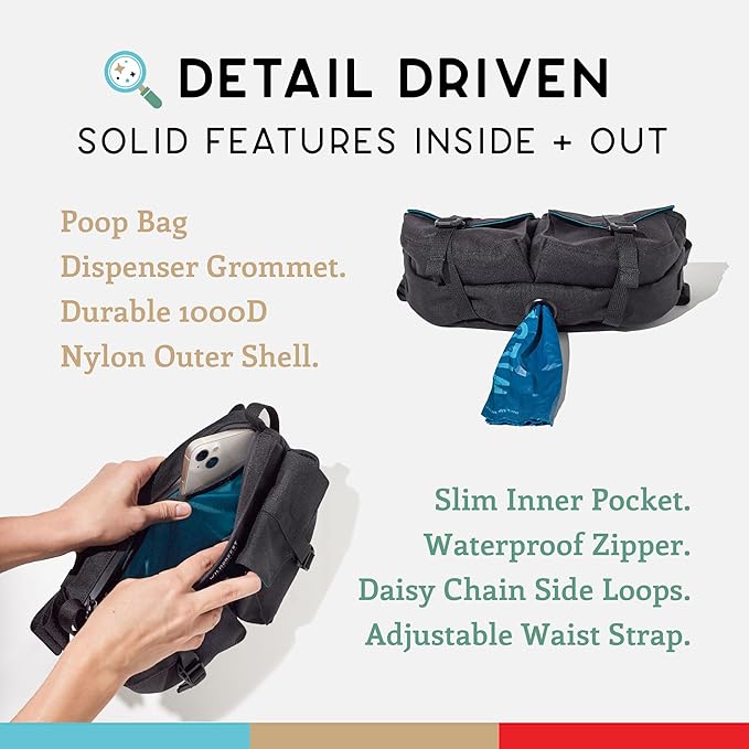 Wildebeest Farallon Bag - Versatile Cross Body Bag, Fanny Pack, Dog Treat Pouch - Secure, Easy Access Pockets, Adjustable Buckle Strap, Poop Bag Dispenser, Water-Resistant, Fits Any Smartphone