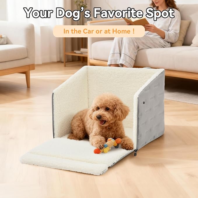 Dog Car Seat for Small Dogs – Patented Safety Buckle, Booster Seat with Safety Leash, Travel Bed for Dogs Up to 35 lbs – Secure, Comfortable, Easy Install, Fits Cars/SUVs/Trucks