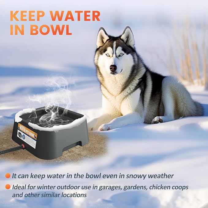 Heated Water Bowl for Outdoor Dogs Cats, 3.5L / 120oz Large Heated Pet Water Bowl with Chew Resistant Power Cord, Thermal-Bowl No-Freeze Heated Dog Water Dish for Winter, Rabbit Chicken Duck Bird Use