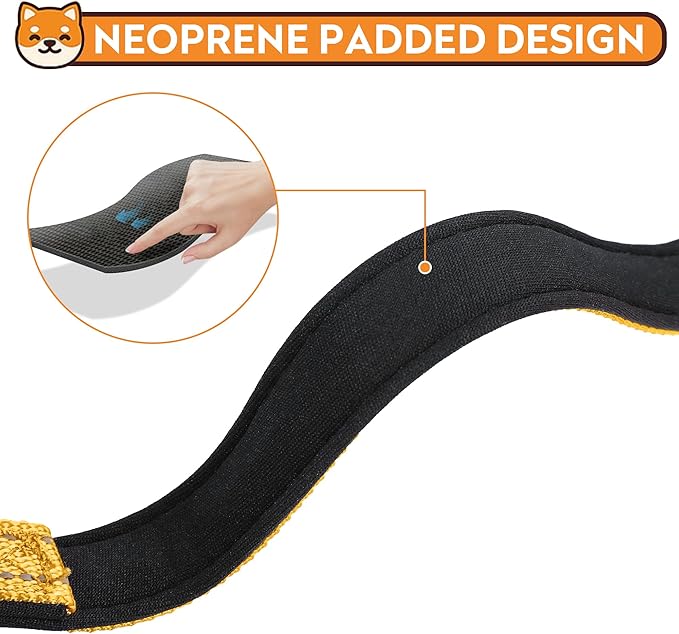 Reflective Dog Collar, Adjustable Soft Neoprene Padded Nylon Pet Collars with Buckle for Large Dogs, Yellow,L