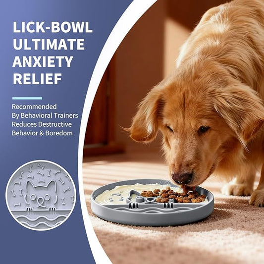 Slow Feeder Dog Bowl with Non-Slip Base, Silicone Puzzle Dog Food Bowl with Unique Design, Slow Feeding Bowl for All Types of Dogs Cats, Interactive Slow Eating, Anti-Choking, BPA-Free