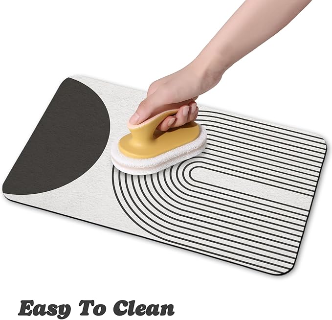 Dog Food Mats for Floors Waterproof, Cat Water Bowl Mats Pet Feeding Absorbent Mat Placemats for Food and Water Black Bohemia 12 * 20 inch