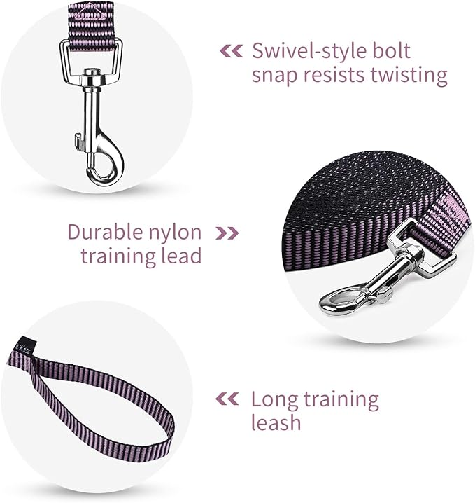 Hi Kiss Dog/Puppy Obedience Recall Training Agility Lead - 15ft 20ft 30ft 50ft 100ft Training Leash - Great for Training, Play, Camping, or Backyard(30ft,BL+PK)