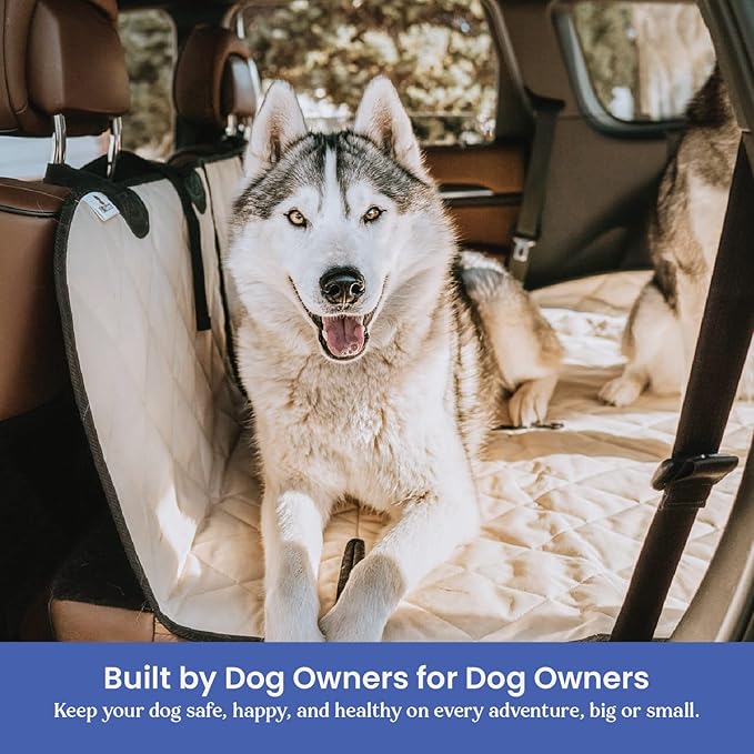 4Knines Split Cargo Liner for SUV – for Dogs & Pets, Heavy-Duty, Waterproof Trunk Mat & Cargo Cover – Fits 60/40 Split Bench & Armrest Pass-Through – Machine Washable, Non-Slip (Extra Large, Beige)