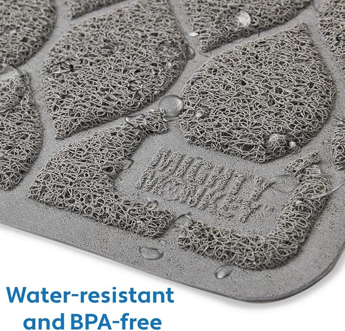 MIGHTY MONKEY Waterproof BPA Free Cat Litter Box Trapping Mat, Easy Clean Floors, Textured Backing, Soft on Sensitive Kitty Paws, Cats Accessories, Less Waste, Stays in Place, 35x23, Slate Gray