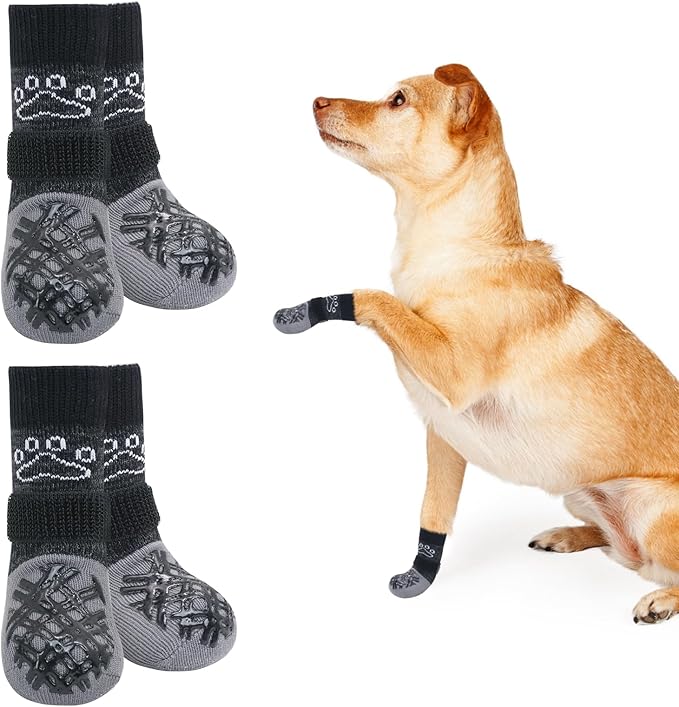 BEAUTYZOO Dog Socks to Prevent Licking Paws, Dog Shoes for Hot Pavement Small Medium Large Senior Dogs Booties, Non Slip Dogs Boots & Paw Protectors for Hardwood Floors Traction Control Indoor