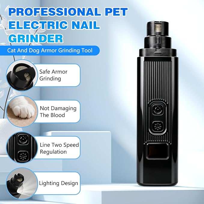 2026 New Cat Nail Trimmer - 2 Adjustable Speeds, 360° Grinding, Ultra Quiet Under 40dB, Safe Powerful Pet Nail Grooming Tool for All Cats & Dogs (Black)