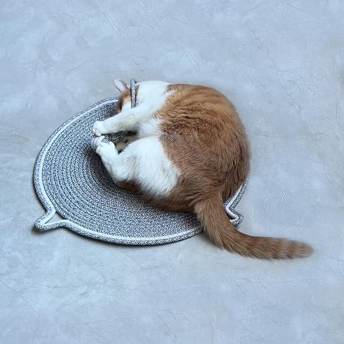 Cat Scratcher, 19.7'' Natural Cotton Rope Scratching Pad, Durable Cat Scratching Mat, Interactive Cat Toy,Large Size (Gray)