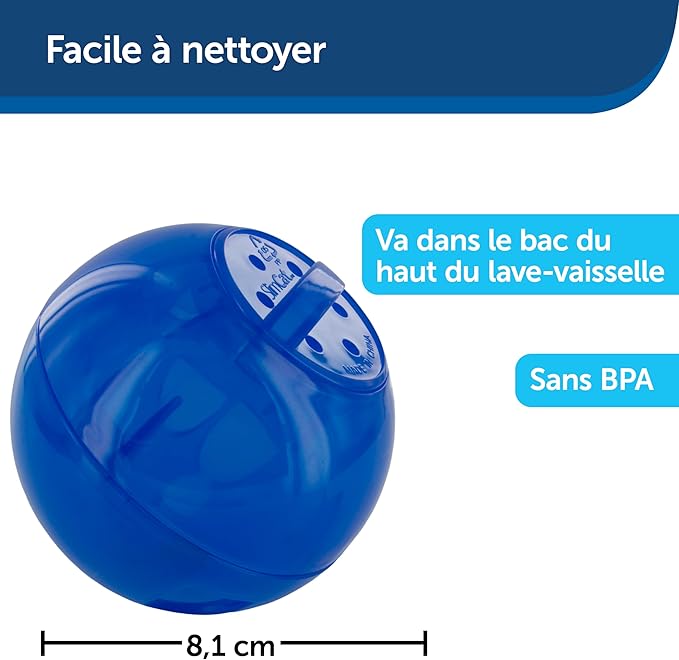 PetSafe SlimCat Interactive Feeder - Combines Play with Mealtime - Adjustable Portions - BPA-Free Plastic - Slow Feeder for Digestion - Lightweight, Dishwasher-Safe Toy - Blue