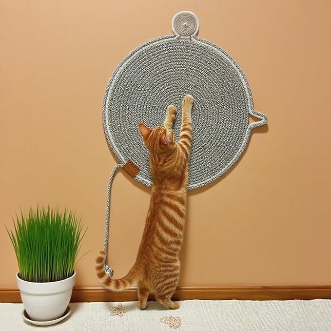 Cat Scratcher, 19.7'' Natural Cotton Rope Scratching Pad, Durable Cat Scratching Mat, Interactive Cat Toy,Large Size (Gray)