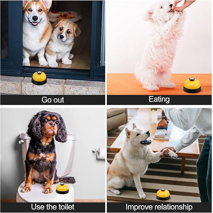 Comsmart Pet Training Bell, Set of 2 Dog Puppy Pet Potty Training Bells, Dog Cat Door Bell Tell Bell with Non-Skid Rubber Base