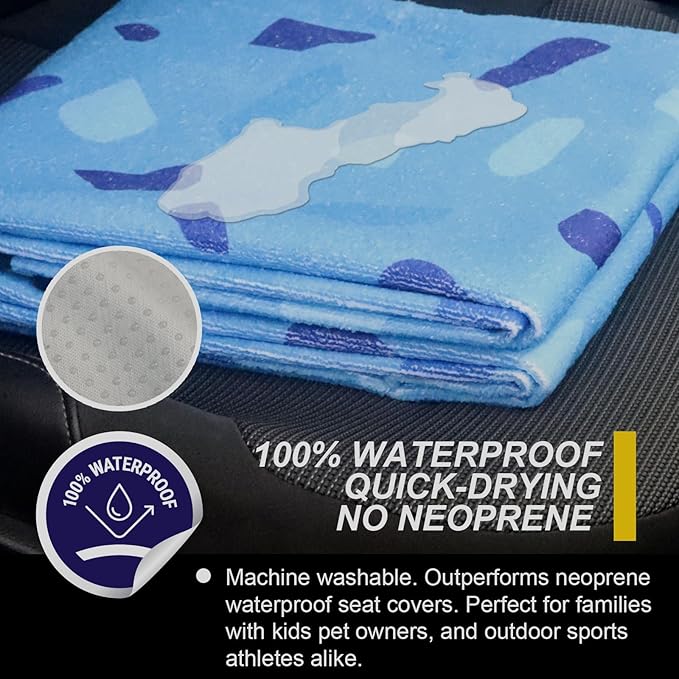 LoyaGour Back Seat Cover for Car Trucks Van SUV,Waterproof Rear Bench Towel Seat Covers for Dogs and Kids,Automotive Backseat Protector (Blue Marbling)