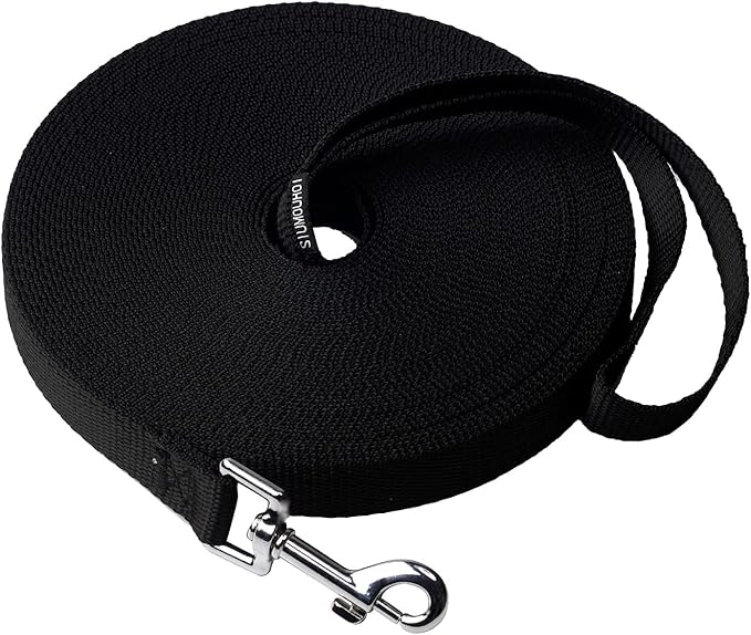 Siumouhoi Dog/Puppy Obedience Recall Training Agility Lead - 15ft 20ft 30ft 40ft 50ft Training Leash - Great for Play, Camping, or Backyard - Black 40ft (40Feet, Black)