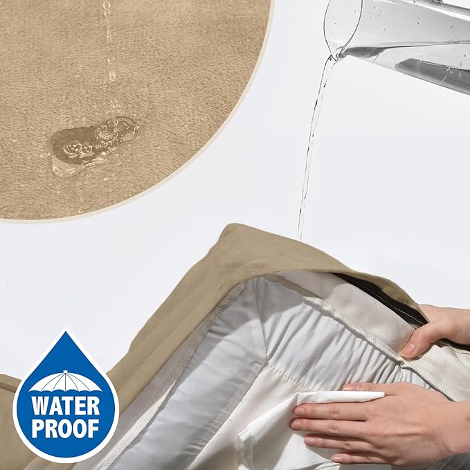 Comfort Expression Orthopedic Dog Bed for Large Dogs 38x25 Inch, Waterproof Egg Crate Foam Large Pet Bed with Removable Bolsters, Dog Couch with Washable Cover & Non-Slip Bottom, Light Brown