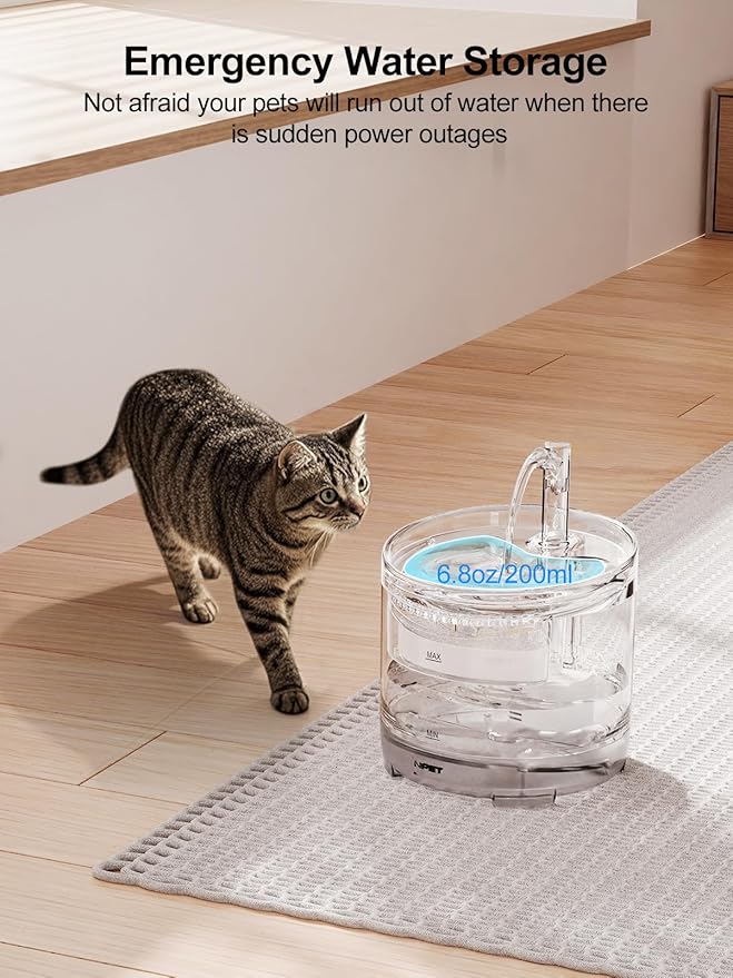 NPET Cat Water Fountain WF050TP 1.5L Automatic Pet Drinking Fountain with Replacement Faucet Kit - 8 Replacement Filters (No Adapter)