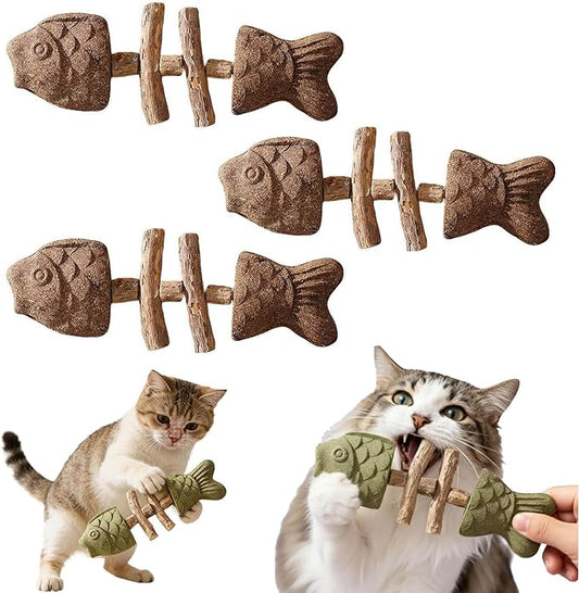 Fix Cat Dental Health, Natural Dental Chew for Cats, Fishbone Shape Cat Teething, Cat Chew with Catnip (C, 3pcs)
