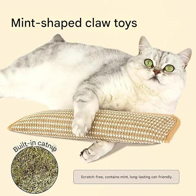 NENYLEI Interactive Catnip Chew Toy, 2026 New Natural Sisal Catnip Pillow Toy Kickers for Cats Chew Toys, 2 Pack Bite Resistant Kitten Teething Catnips Pillows, 10/11/13.4 in (Medium+Large)